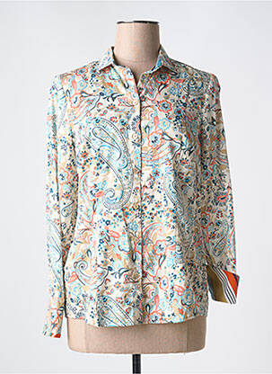 Chemisier imprimé fleurs manches longues beige DEVERNOIS femme