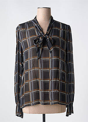 Blouse légère et transparente manches longues noir CAROLINE BISS femme