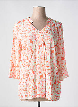 Blouse imprimé fleurs manches 3/4 orange DEVERNOIS femme
