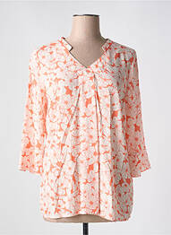 Blouse imprimé fleurs manches 3/4 orange DEVERNOIS femme