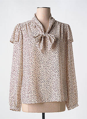Blouse légère et transparente manches longues beige CAROLINE BISS femme