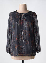 Blouse imprimé fleurs manches longues noir GREGORY PAT femme
