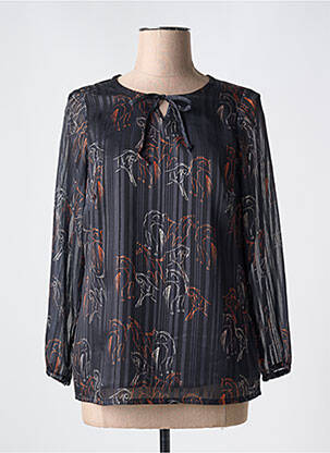 Blouse imprimé fleurs manches longues noir GREGORY PAT femme