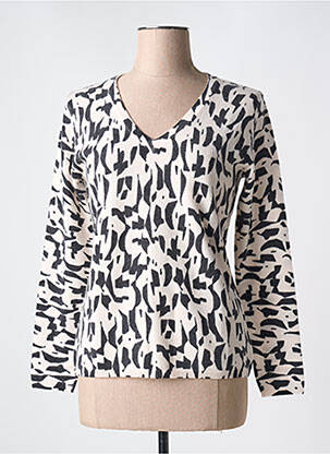 Pull col v manches longues noir DEVERNOIS femme