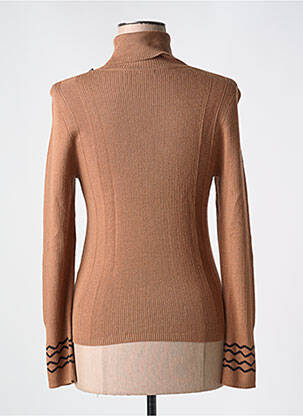 Pull col roulé tissage côtelé manches longues marron CAROLINE BISS femme