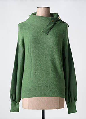 Pull col roulé stretch manches longues vert CAROLINE BISS femme