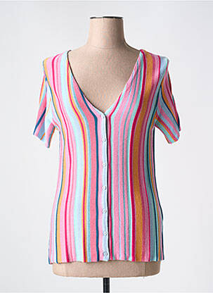 Gilet manches courtes fermeture boutonnée sur le devant rose LEO & UGO femme