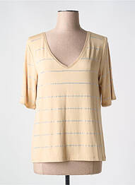 T-shirt sérigraphie avec strass manches courtes beige FUEGO WOMAN femme