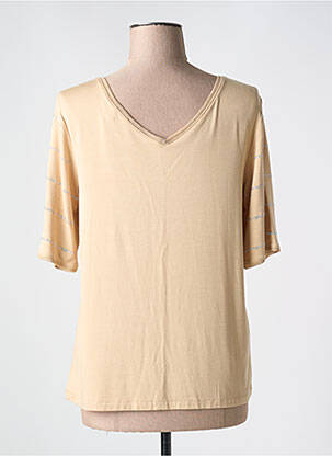 T-shirt sérigraphie avec strass manches courtes beige FUEGO WOMAN femme