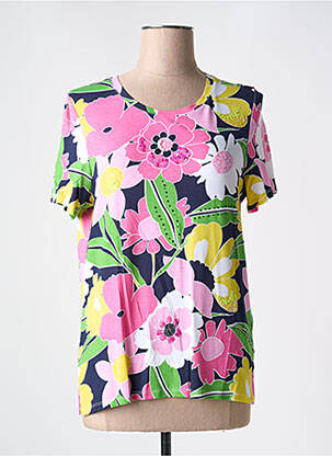 T-shirt stretch manches courtes rose LEO & UGO femme