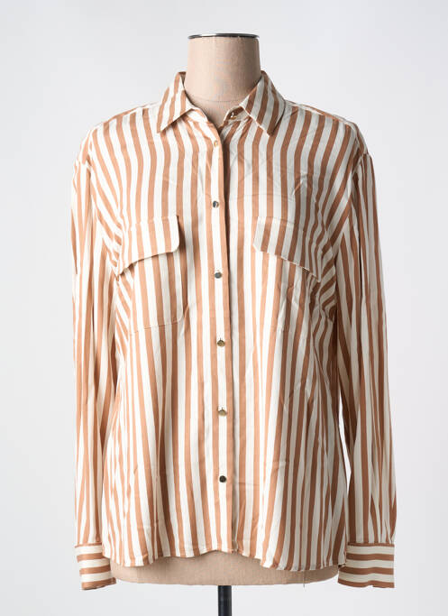 Chemisier coupe droite manches longues marron DEVERNOIS femme