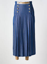 Jupe mi-longue fermeture zippée au dos bleu POUPEE CHIC femme