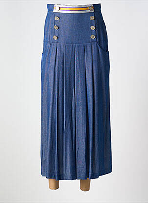 Jupe mi-longue fermeture zippée au dos bleu POUPEE CHIC femme