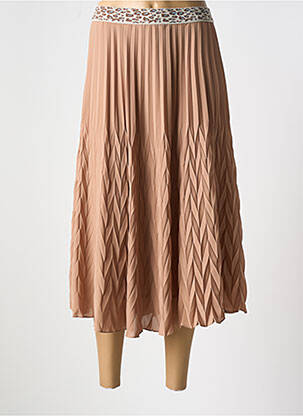 Jupe mi-longue taille élastique beige BASLER femme