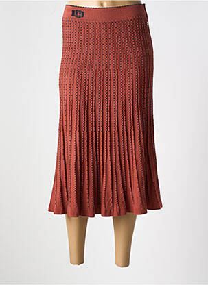Jupe mi-longue coupe évasée marron DEVERNOIS femme