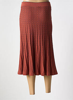 Jupe mi-longue coupe évasée marron DEVERNOIS femme