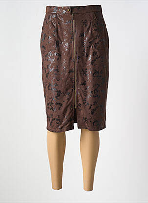 Jupe mi-longue marron GREGORY PAT femme