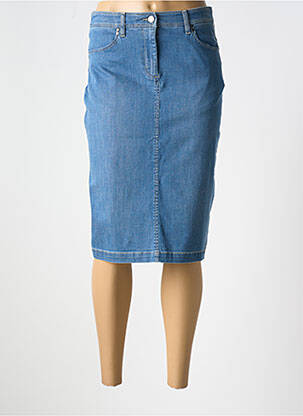Jupe mi-longue coupe droite bleu DEVERNOIS femme