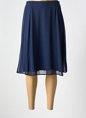 Jupe mi-longue fermeture zippée au dos bleu GREGORY PAT femme
