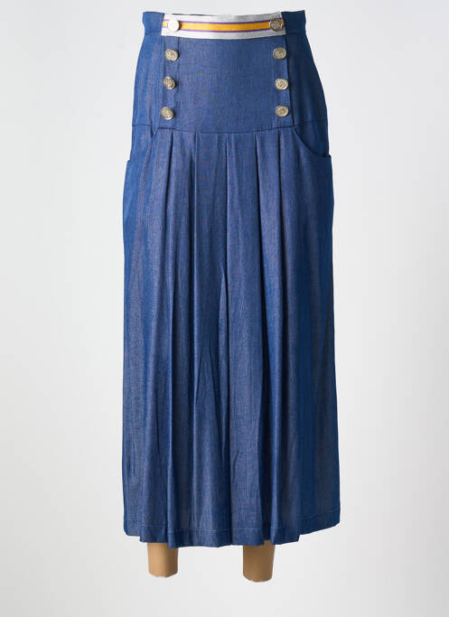 Jupe mi-longue fermeture zippée au dos bleu POUPEE CHIC femme