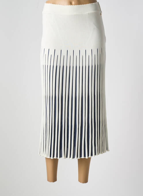 Jupe mi-longue taille élastique blanc DEVERNOIS femme