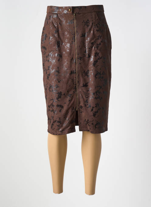 Jupe mi-longue marron GREGORY PAT pour femme