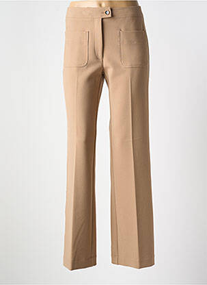 Pantalon droit tissage crêpe taille haute marron DEVERNOIS femme