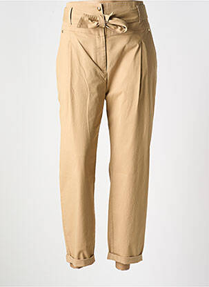 Pantalon droit coupe carotte taille haute beige CAROLINE BISS femme