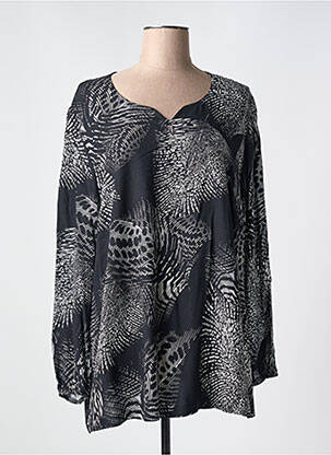 Blouse imprimé fantaisie manches longues noir CHALOU femme
