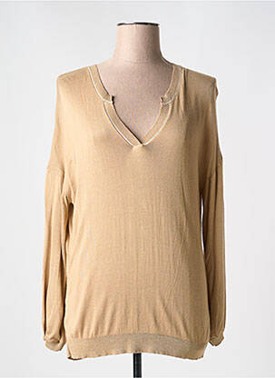 Pull col v manches longues beige EVA KAYAN femme