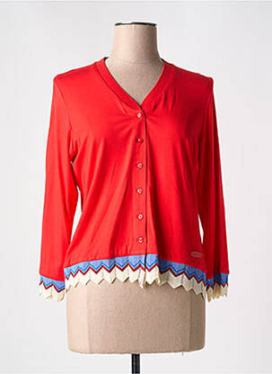 Gilet manches longues stretch rouge POUPEE CHIC femme