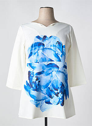 Tunique manches longues tissage crêpe bleu DE MIGUEL femme