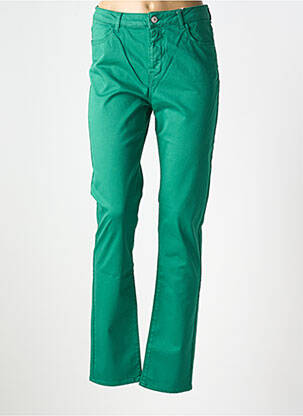 Pantalon slim tissage popeline taille normale vert KANOPE femme