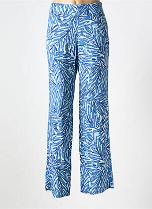 Pantalon droit tissage popeline taille normale bleu PAZ TORRAS femme