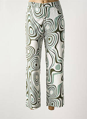 Pantalon 7/8 tissage popeline taille normale vert WALTRON femme