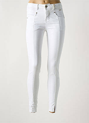 Pantalon slim tissage popeline taille normale blanc CREAM femme