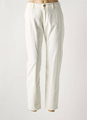 Pantalon chino fermeture zippée sous rabat boutonné taille normale beige KANOPE femme