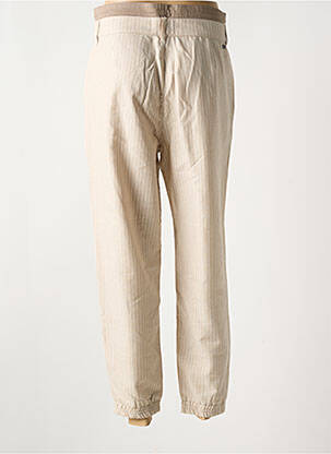 Pantalon droit taille à pinces taille haute beige FREE-MAILLE femme