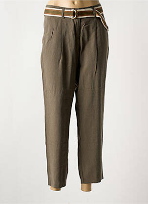 Pantalon chino tissage popeline taille haute vert TONI femme