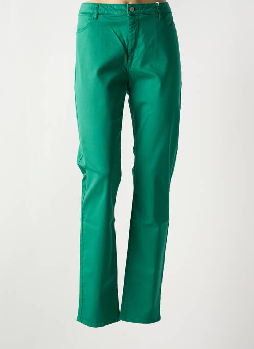 Pantalon slim tissage popeline taille normale vert KANOPE femme