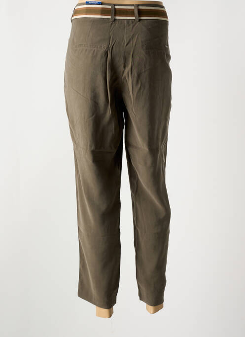 Pantalon chino tissage popeline taille haute vert TONI femme