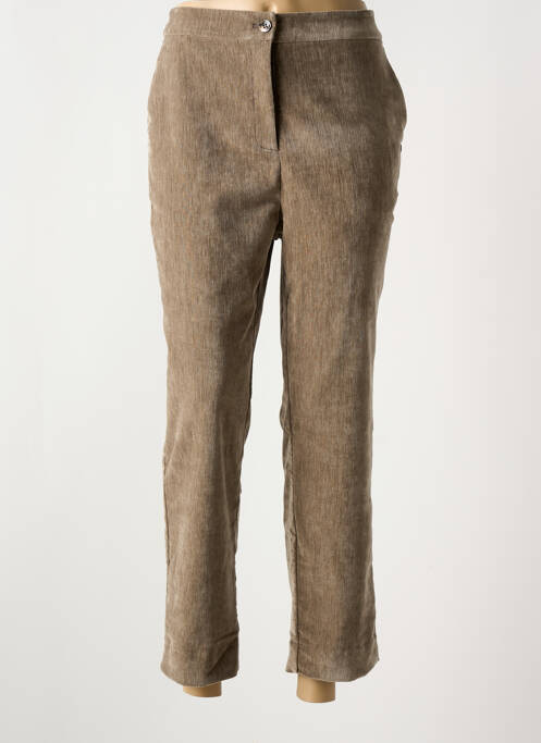 Pantalon chino fermeture zippée sous rabat boutonné taille normale marron SURKANA femme