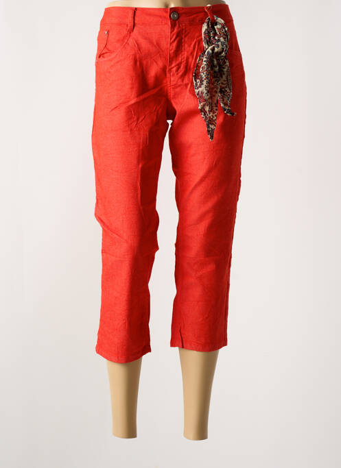 Pantacourt stretch taille normale rouge CREAM femme