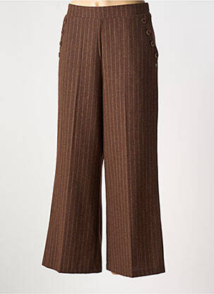 Pantalon large fermeture zip latéral taille haute marron SURKANA femme