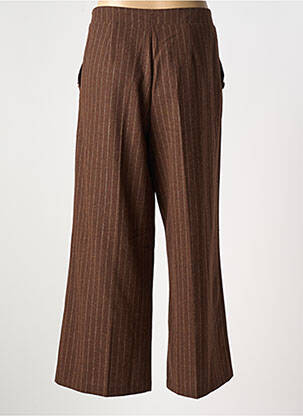 Pantalon large fermeture zip latéral taille haute marron SURKANA femme
