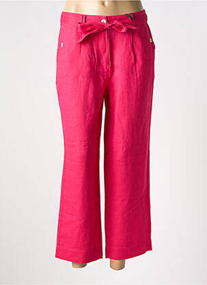 Pantalon 7/8 fermeture zippée sous rabat boutonné rose JULIE GUERLANDE femme