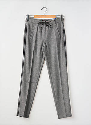 Pantalon slim fermeture zippée sous rabat boutonné gris TONI femme