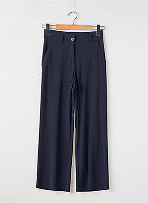 Pantalon droit fermeture zippée sous rabat boutonné taille normale bleu ANDAM femme