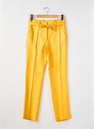 Pantalon droit fermeture zippée sous rabat avec crochet taille normale jaune JULIE GUERLANDE femme