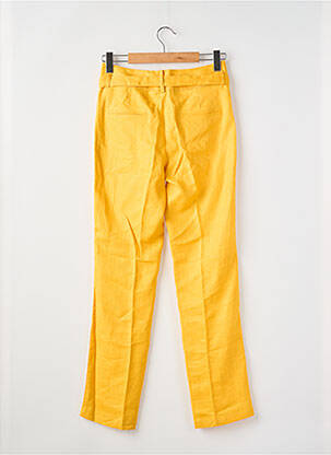 Pantalon droit fermeture zippée sous rabat avec crochet taille normale jaune JULIE GUERLANDE femme